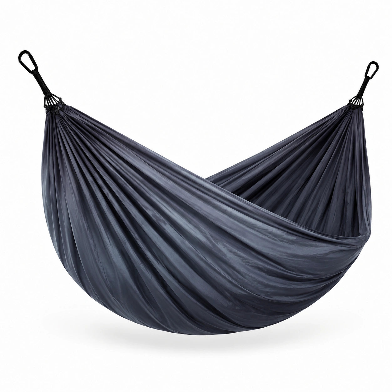 Amaca sospesa portatile 270 × 140 cm in tessuto sintetico grigio antracite con moschettoni neri