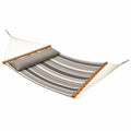 Amaca da giardino a righe grigie e beige 300 × 150 × 3 cm con barre distanziatrici in legno