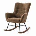 Poltrona a dondolo imbottita marrone in tessuto effetto teddy con braccioli, 70 × 90 × 100 cm