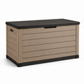 Baule portaoggetti da esterno 120 × 55 × 60 cm in resina taupe e nera con finitura effetto legno