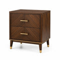 Comodino contemporaneo marrone e oro con 2 cassetti, 55 × 40 × 65 cm