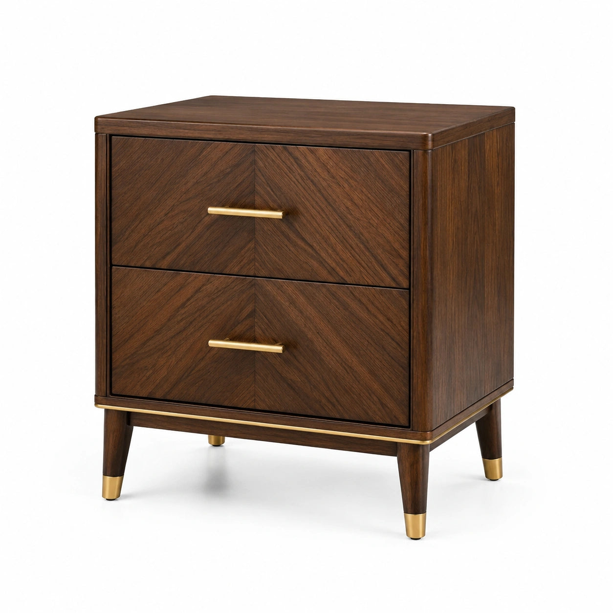 Comodino contemporaneo marrone e oro con 2 cassetti, 55 × 40 × 65 cm