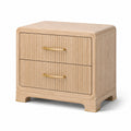 Comodino in rovere chiaro con dettagli dorati e 2 cassetti, 60 × 40 × 60 cm