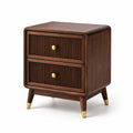 Comodino rétro moderno in legno marrone noce e oro con 2 cassetti, 50 × 40 × 60 cm