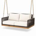 Divano sospeso da giardino a 2 posti, 150 × 75 × 65 cm, marrone, avorio e beige