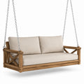 Divano a dondolo sospeso da esterno a 2 posti, 180 × 85 × 65 cm, beige, marrone e argento, stile rustico