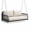 Divano a dondolo sospeso a 2 posti, 160 × 75 × 65 cm, beige, nero e argento