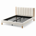 Letto matrimoniale avorio in tessuto bouclé con testiera imbottita, 215 × 170 × 110 cm, per materasso 160 × 200 cm