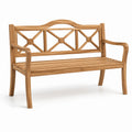Panca da giardino a 3 posti in legno marrone chiaro con braccioli, 150 × 60 × 90 cm