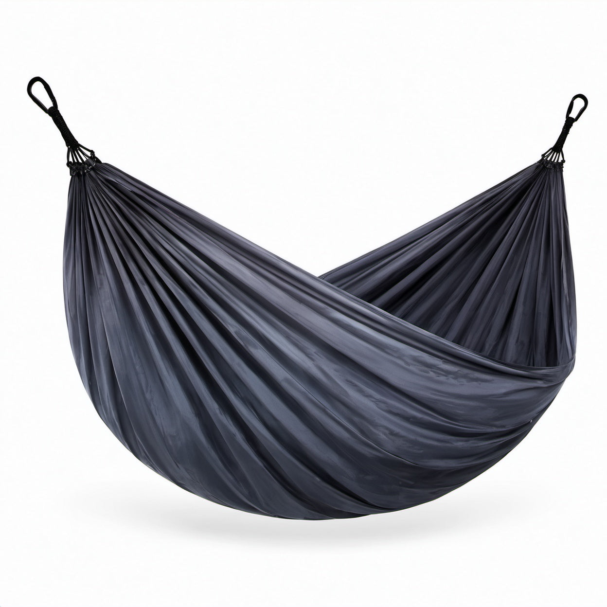 Amaca sospesa portatile 270 × 140 cm in tessuto sintetico grigio antracite con moschettoni neri