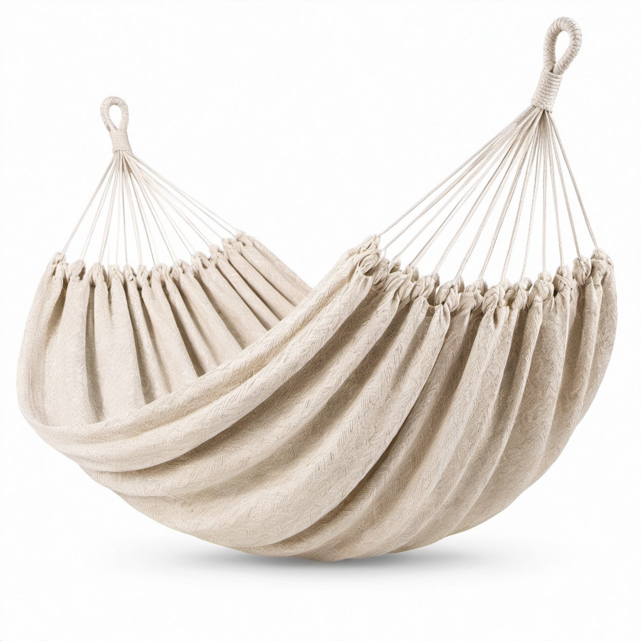 Amaca sospesa ecrù in tessuto intrecciato 300 × 150 × 1 cm, stile boho