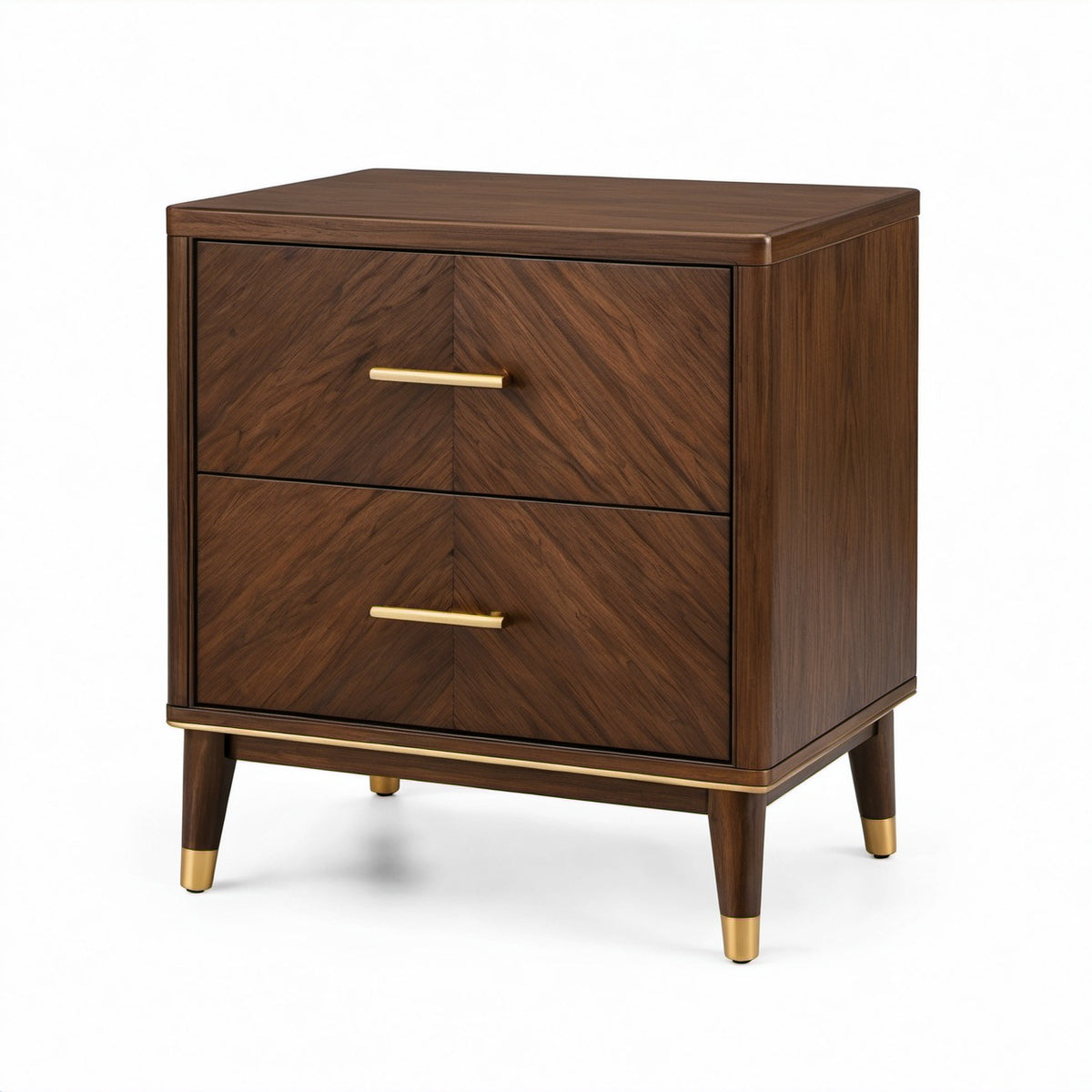 Comodino contemporaneo marrone e oro con 2 cassetti, 55 × 40 × 65 cm